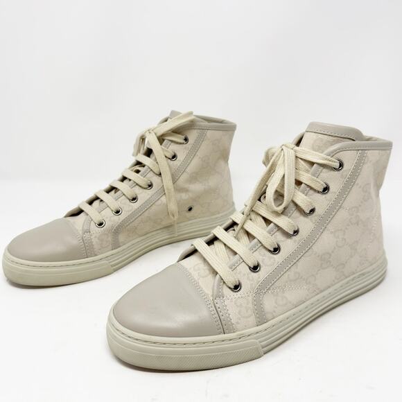 Gucci High Top GG Cap Toe Canvas Sneakers 38 - Picture 1 of 10